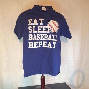 Port & Company Tshirt Eat Sleep Baseball Repeat US Men's Size Small 100% Cotton